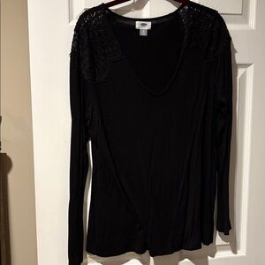 Old Navy Black Top with Lace Accents